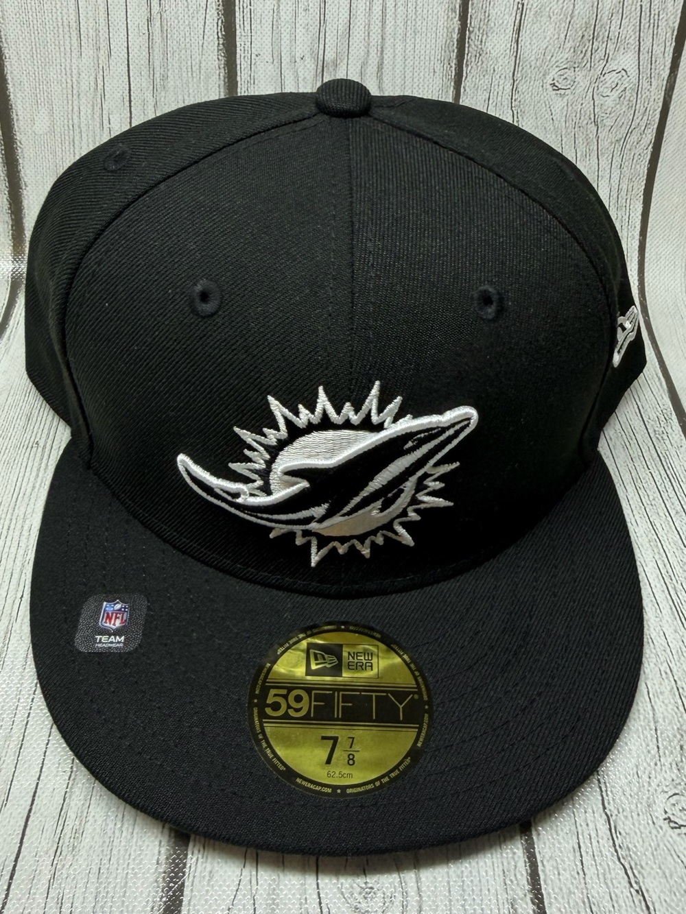 BRAND NEW 7 7/8 Miami Dolphins Black New Era 59FIFTY NFL Fitted